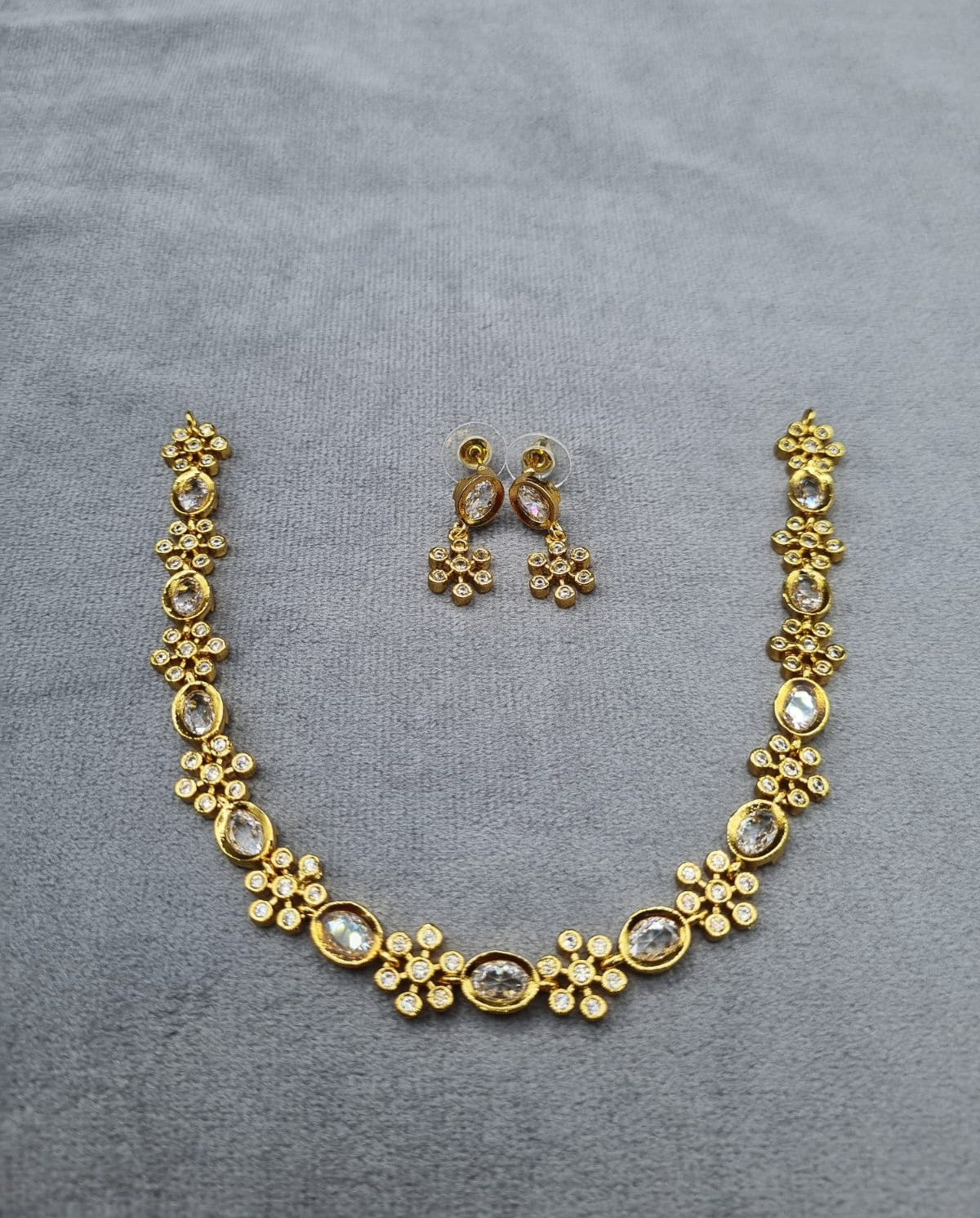 Gold-Tone Oval & Floral AD Jewelry Set